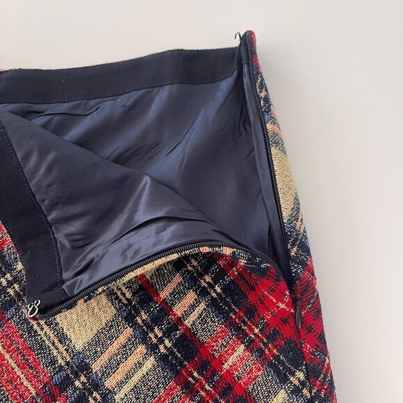 Ann Mashburn: Plaid Penny Skirt Red/Blue/Natural Tartan Jacquard XL - Picture 4 of 7